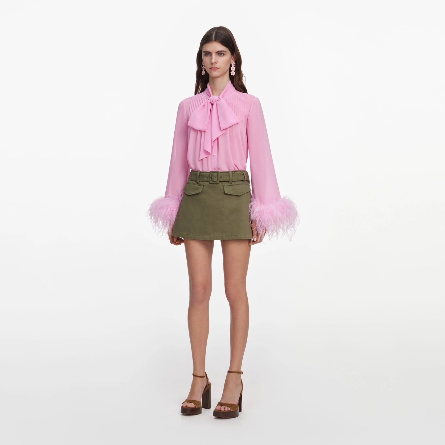 Khaki Denim Utility Skort