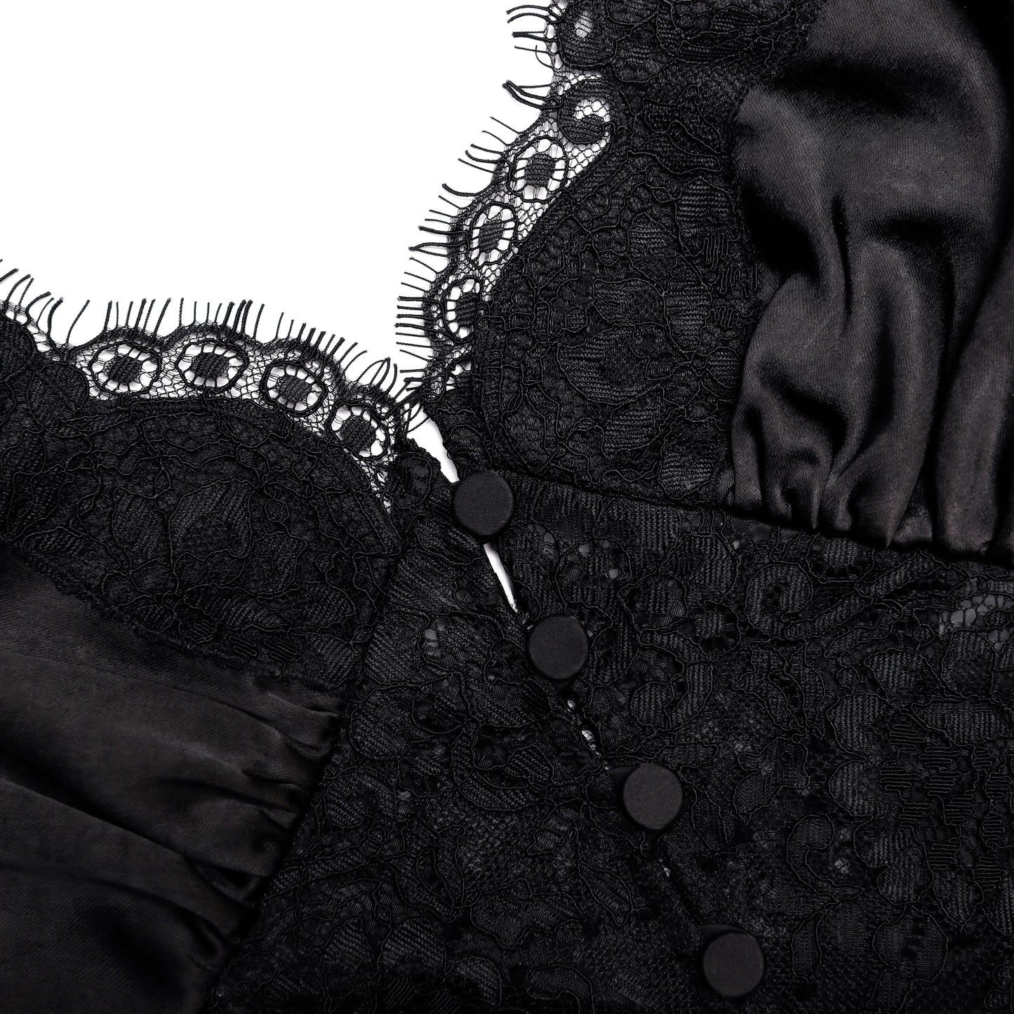 Black Satin Lace Top