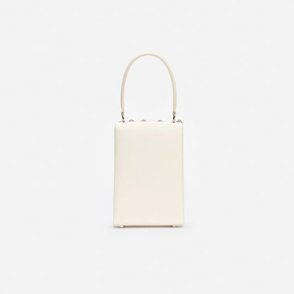 Cream Satin Crystal Mini Bow Bag
