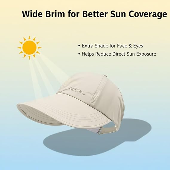Women's Wide Brim Sun Hat | Foldable UV Protection Beach Hat Lightweight Breathable Summer Visor for Travel & Outdoor