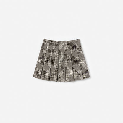 Black Check Pleated Skirt