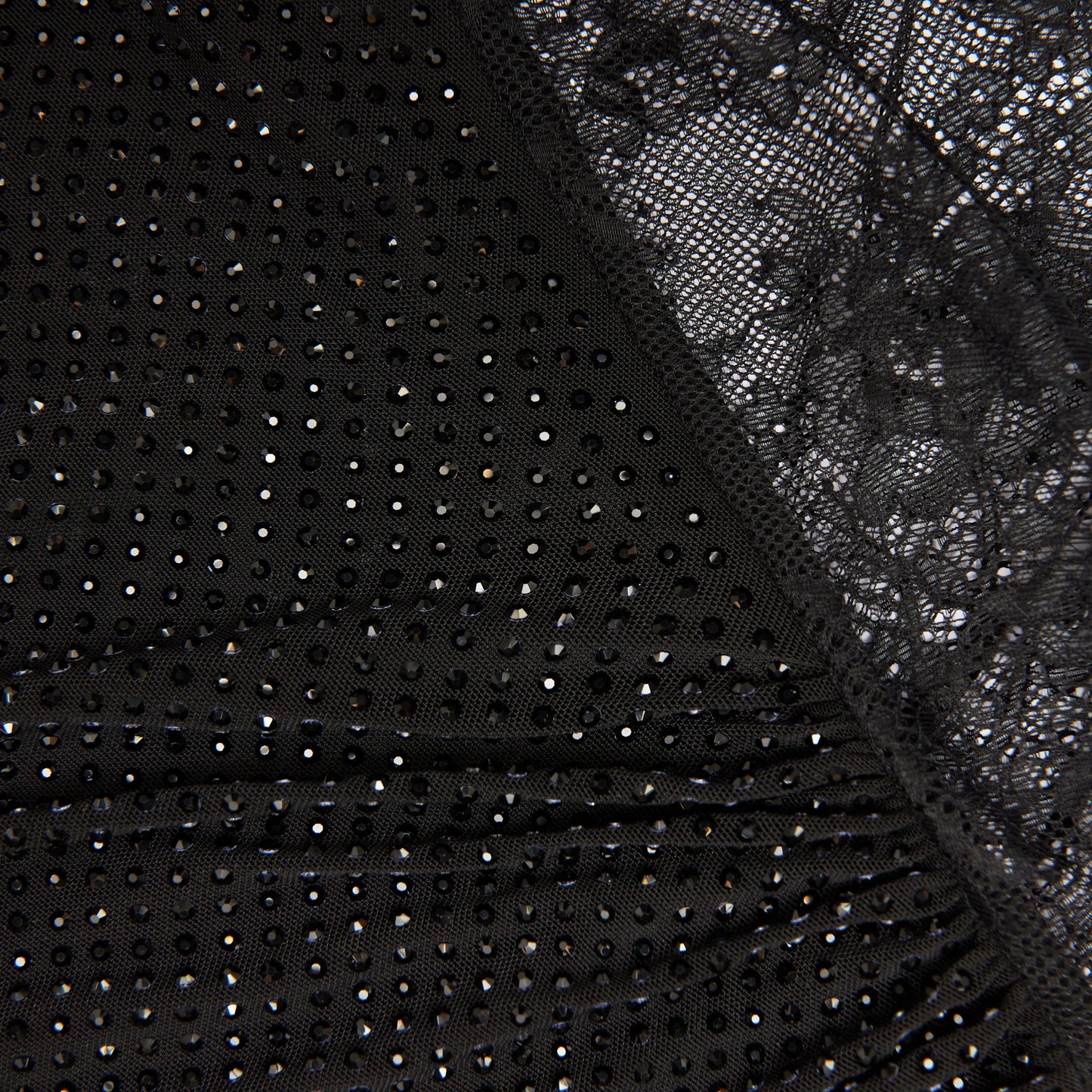 Black Rhinestone Mesh Cut Out Mini Dress