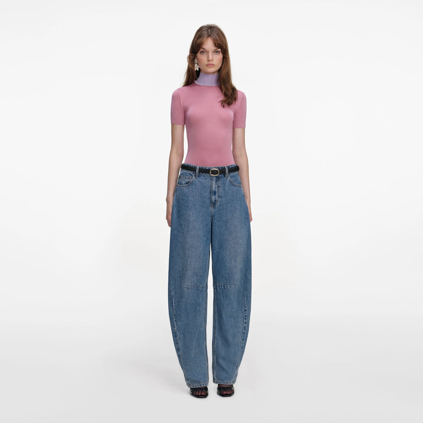 Pink Short Sleeve Viscose Knit Top