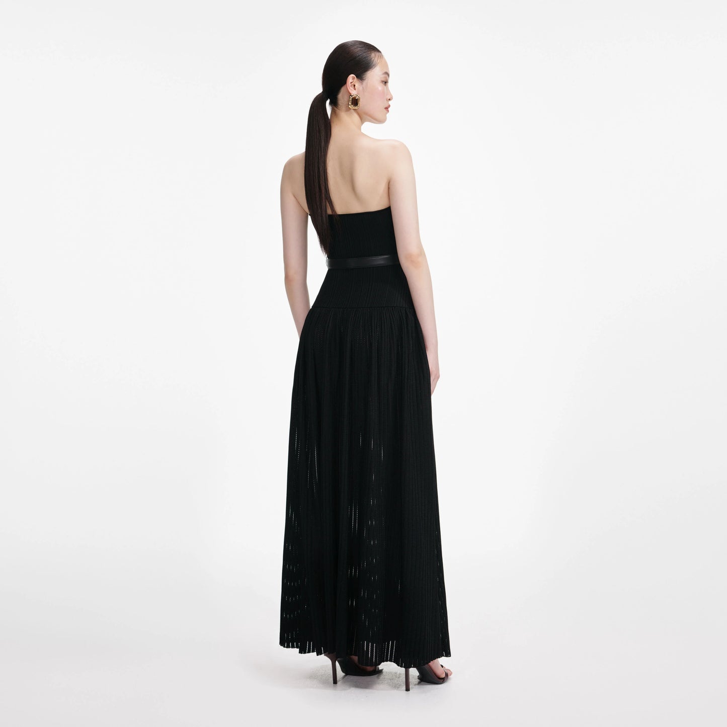 Black Bandeau Knit Maxi Dress