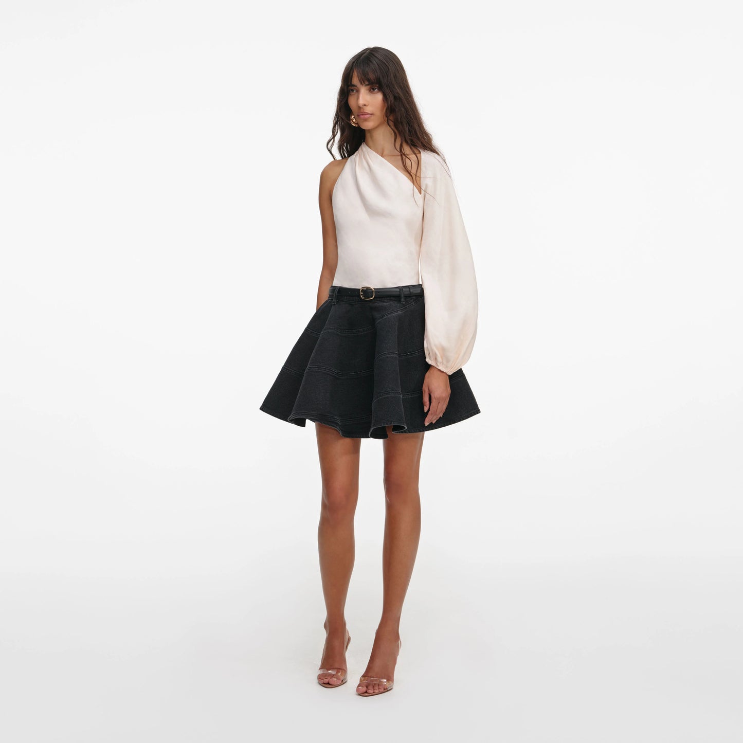 Cream Draped Sleeve Top