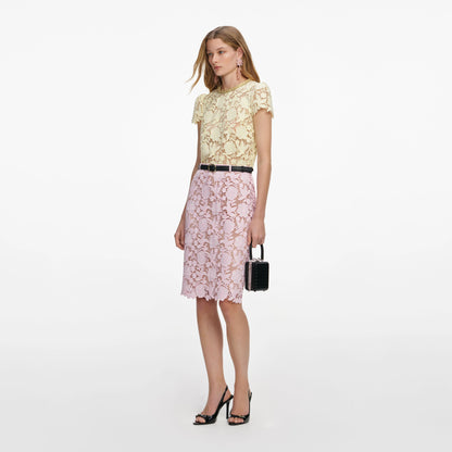 Pink Lace Midi Skirt