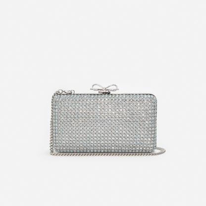 Blue Crystal Chainmail Clutch Bag