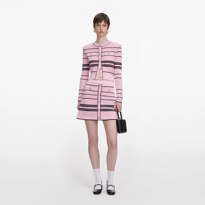 Pink Stripe Knit Mini Skirt