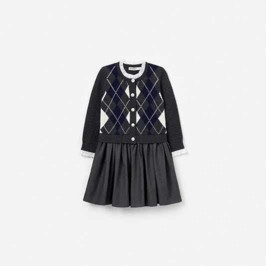 Grey Argyle Knit Dress