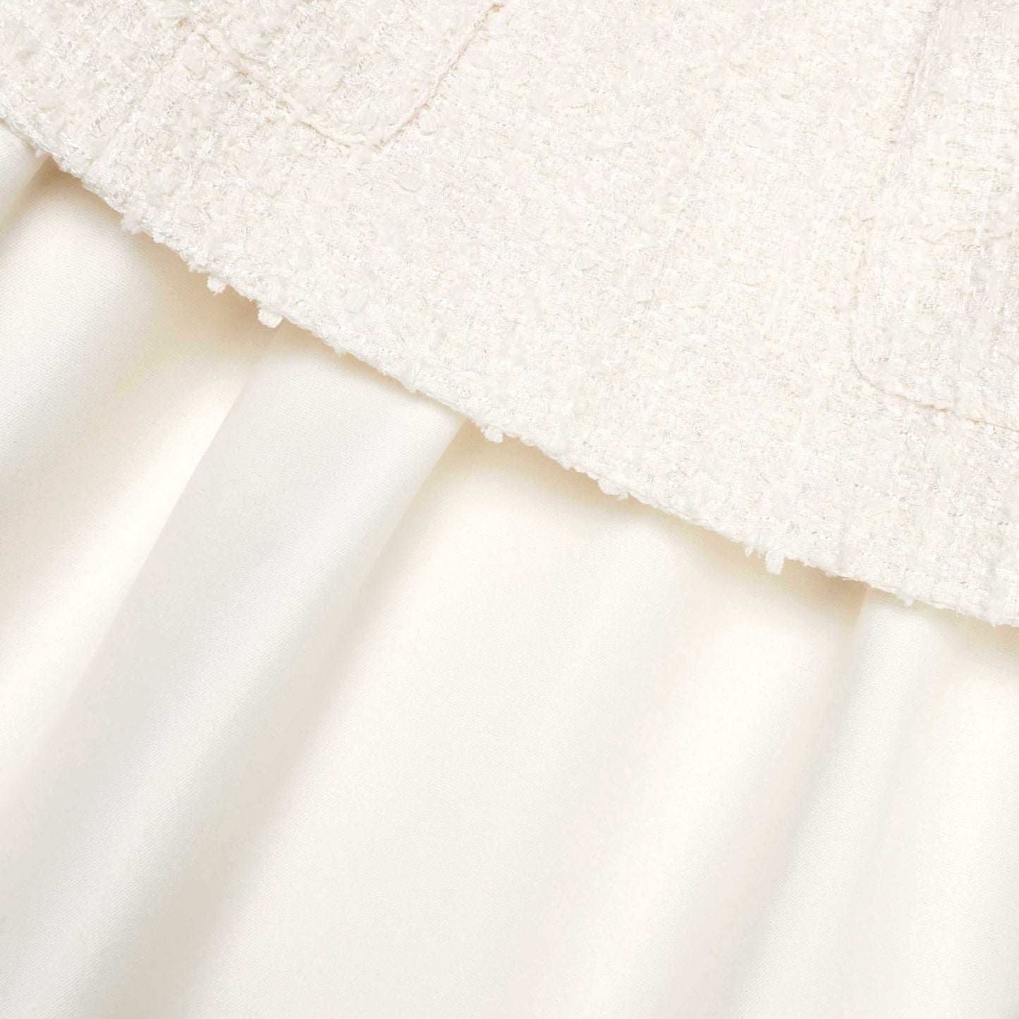 Cream Boucle Taffeta Midi Dress