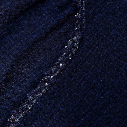 Navy Boucle Midi Dress