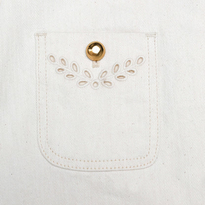 Cream Broderie Denim Mini Skirt