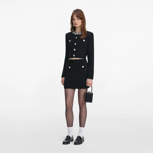 Black Crystal Trim Cardigan