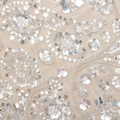 Cream Floral Sequin Maxi Dress