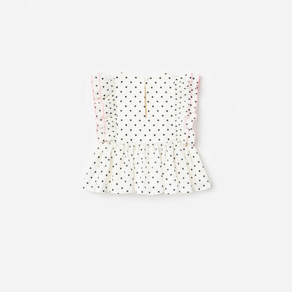 Cream Polka Dot Frill Top