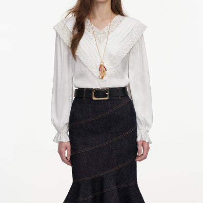 Cream Viscose Lace Top