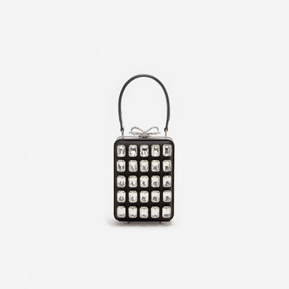 Black Satin Crystal Micro Bag