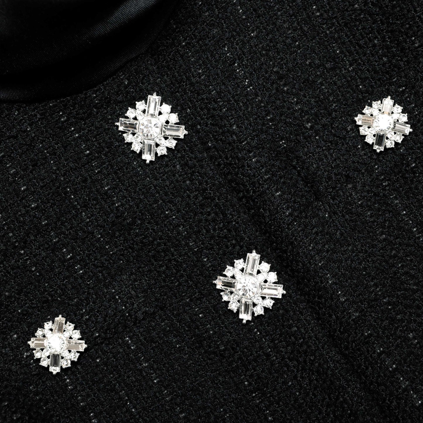 Black Boucle Collared Midi Dress