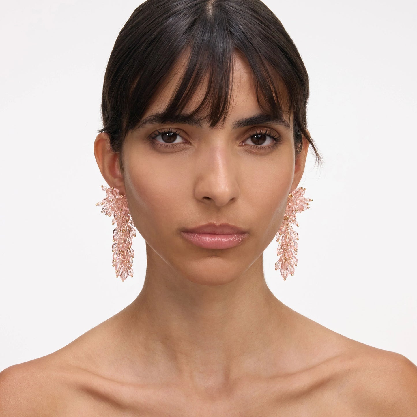 Pink Crystal Cluster Earrings