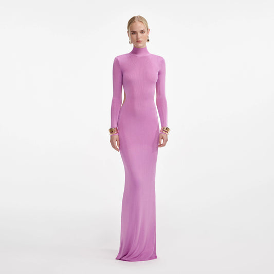 Pink Viscose Knit Maxi Dress