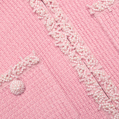 Pink Peplum Knit Midi Dress