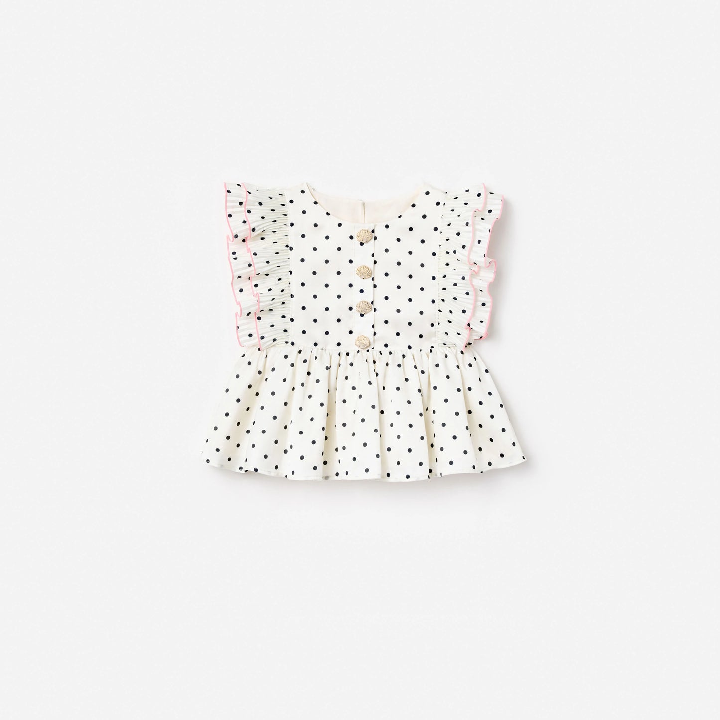 Cream Polka Dot Frill Top