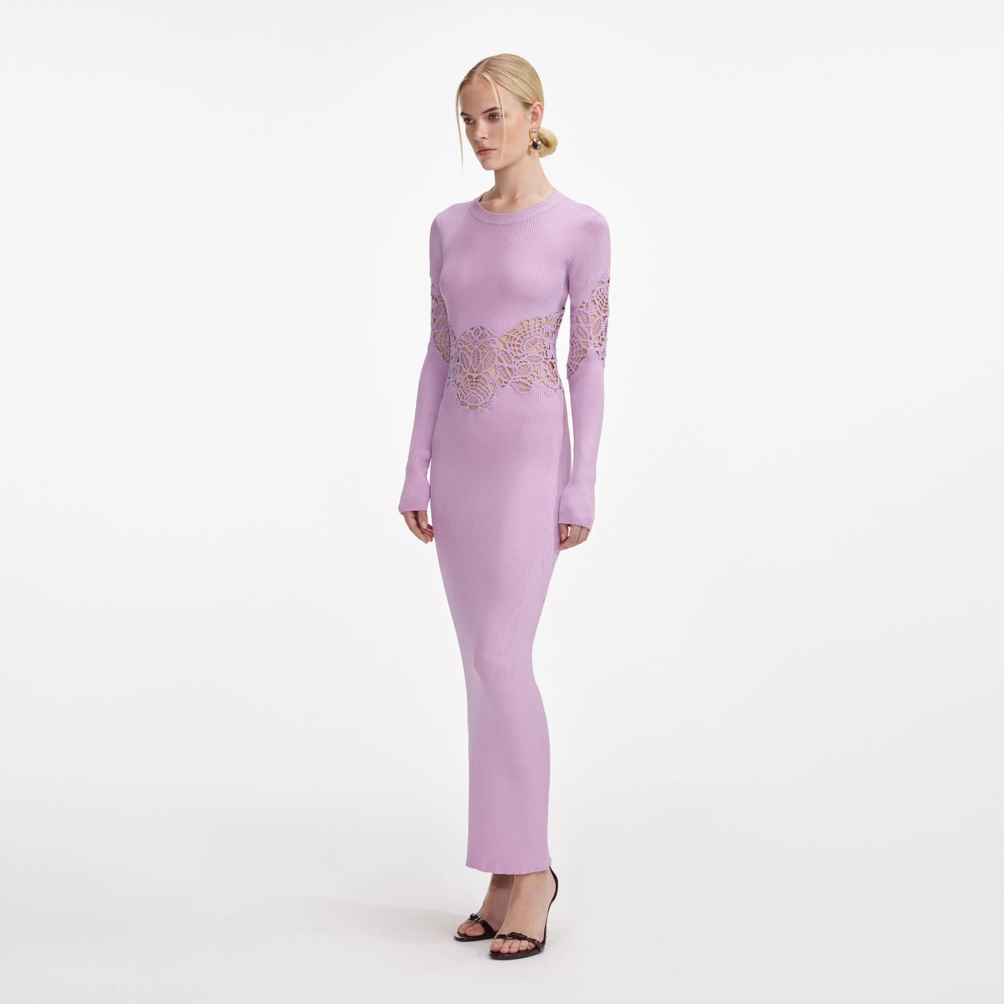 Pink Viscose Knit Cut Out Maxi Dress