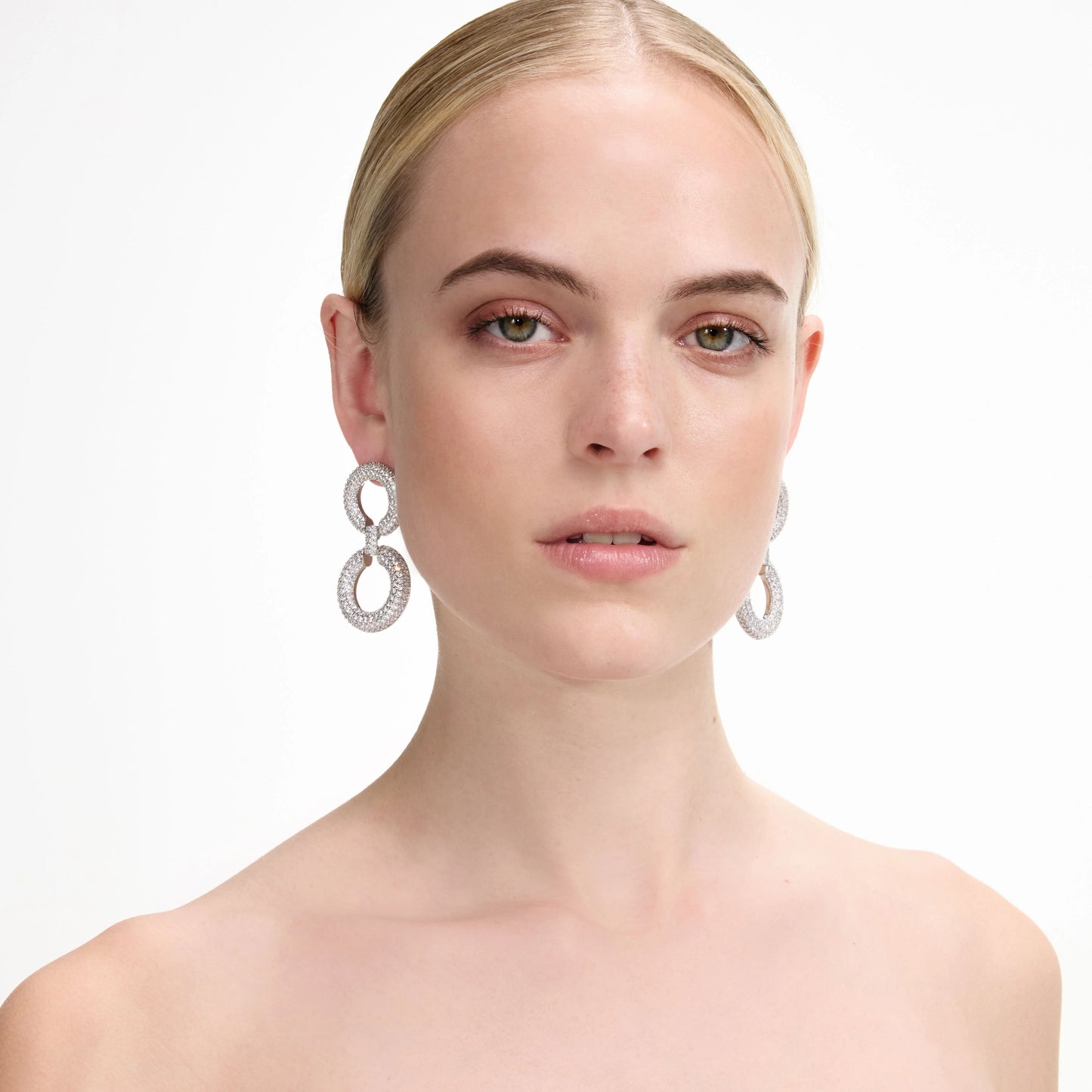 Crystal Link Two Tiered Earrings