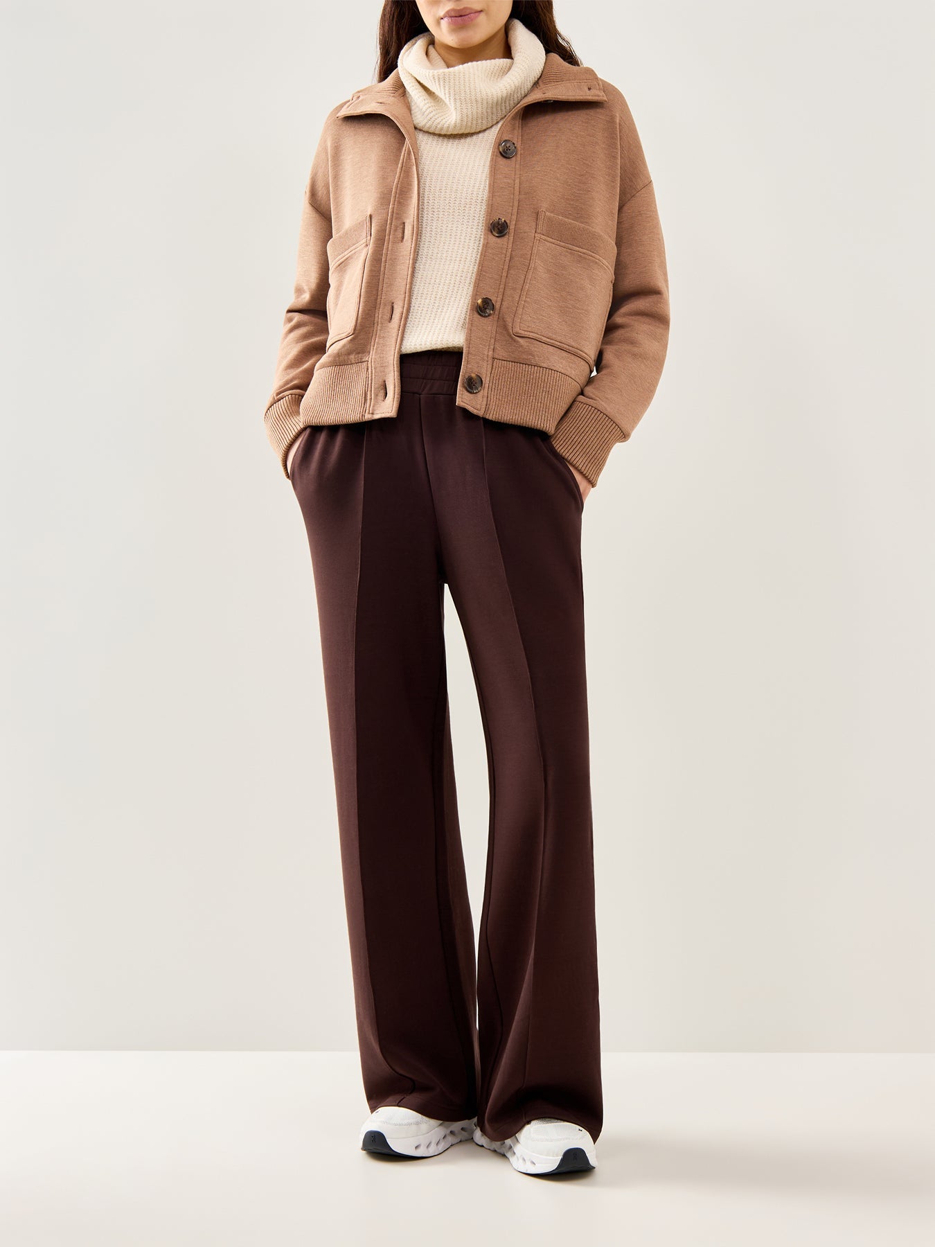 Button Through Fleece Lounge Sweatshirt Bronze
