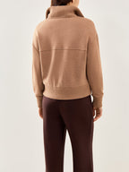 Button Through Fleece Lounge Sweatshirt Bronze
