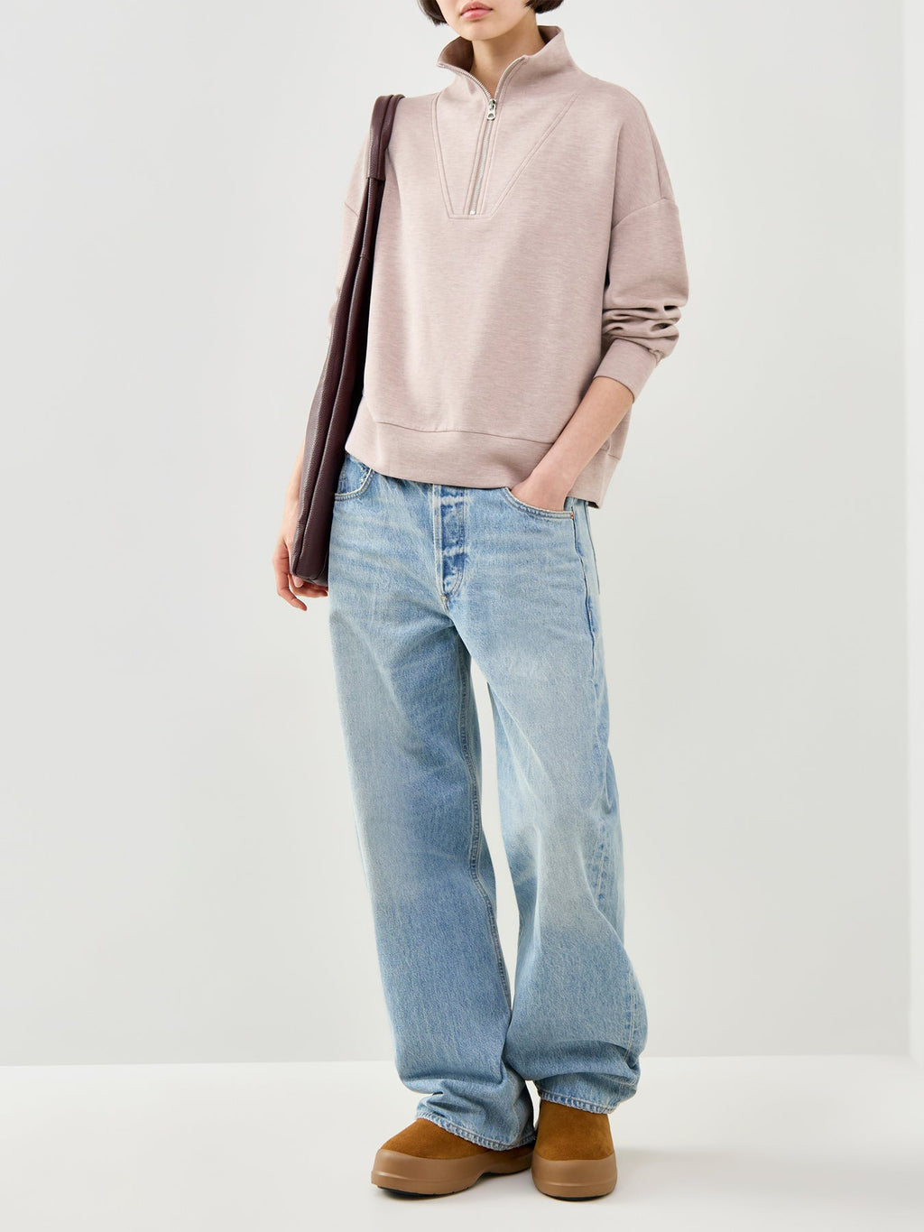 Hawley Half Zip Sweat Taupe