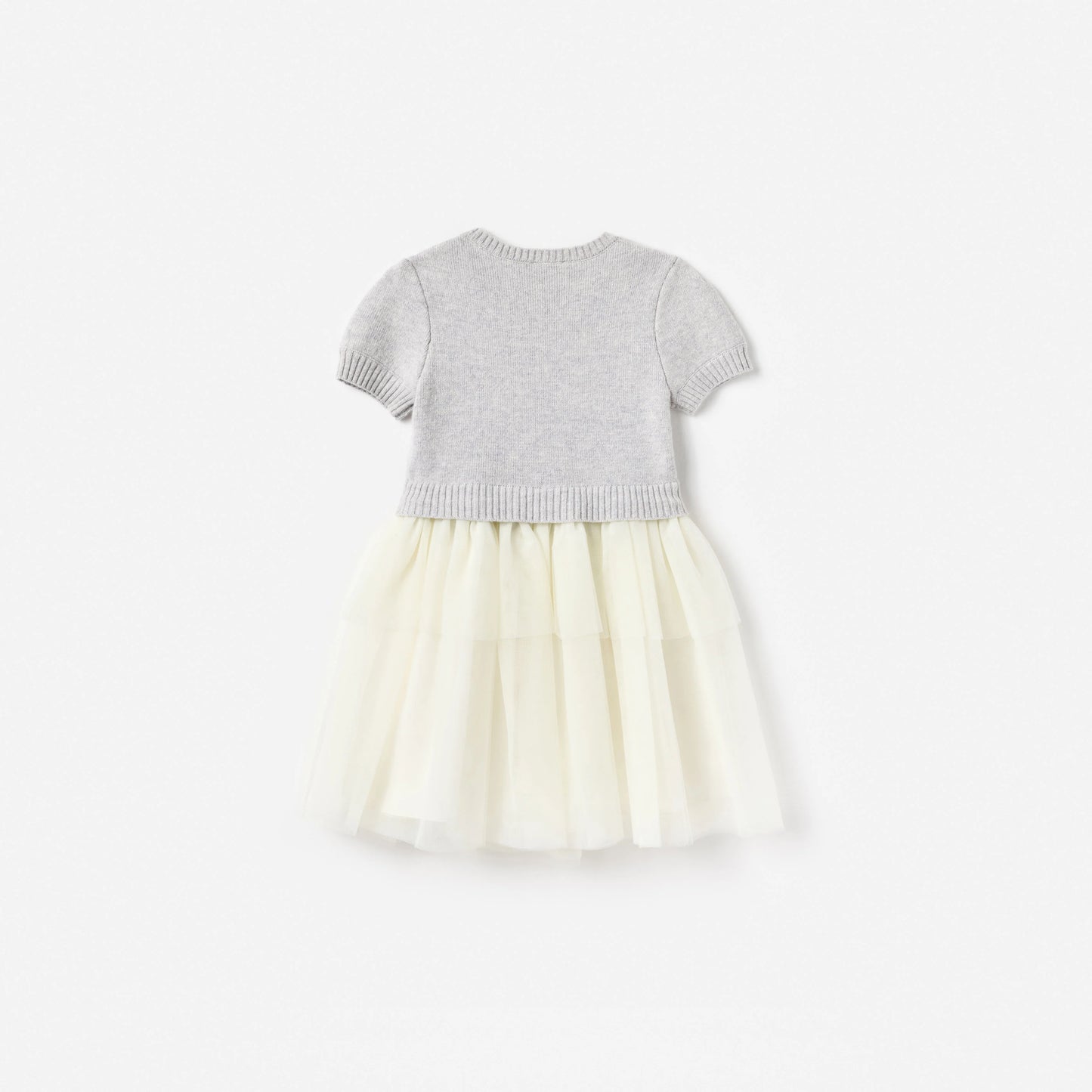 Grey Knit Tulle Dress