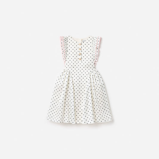 Cream Polka Dot Frill Dress