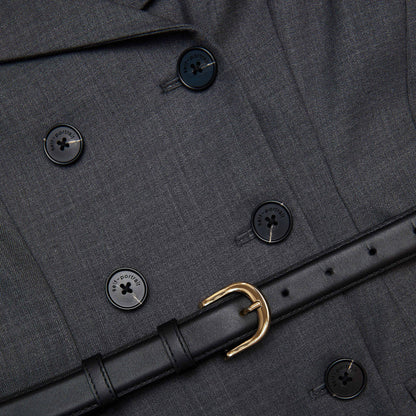 Grey Wool Tailored Midi Dress