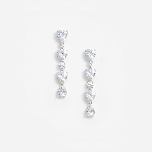 Crystal Heart Tiered Earrings