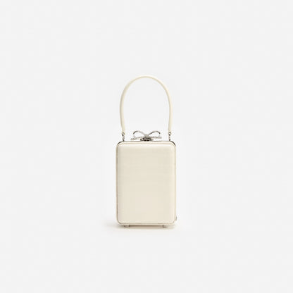 Cream Croc Leather Micro Bag