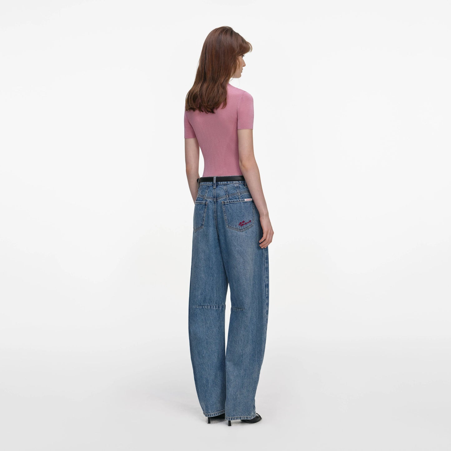 Pink Short Sleeve Viscose Knit Top