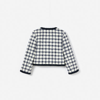Navy Check Boucle Jacket