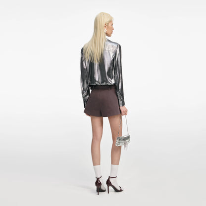 Silver Metallic Crinkle Shirt