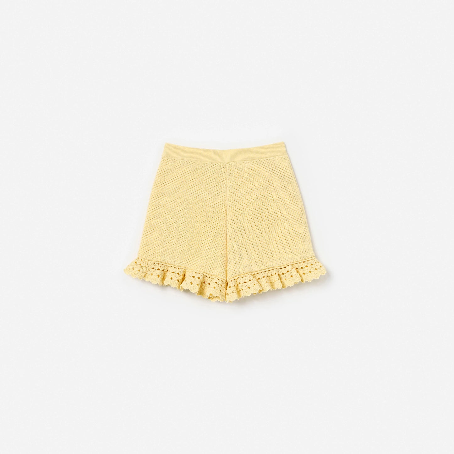 Yellow Pointelle Knit Shorts