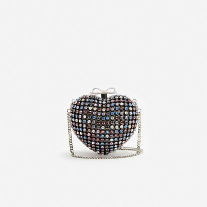 Multi Crystal Heart Clutch