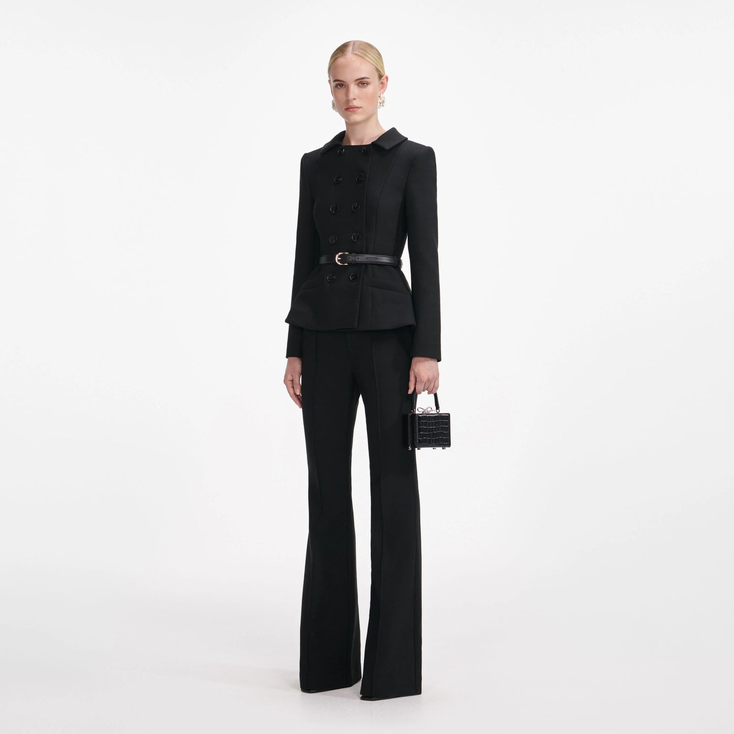 Black Wool Double Breasted Jumpsuit