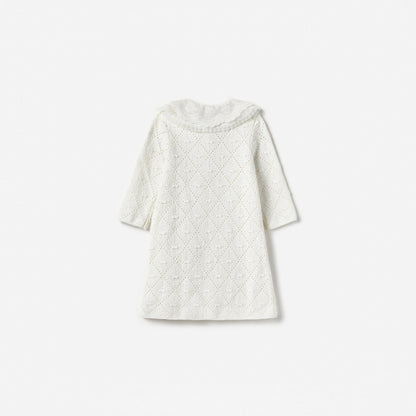White Pointelle Knit Dress