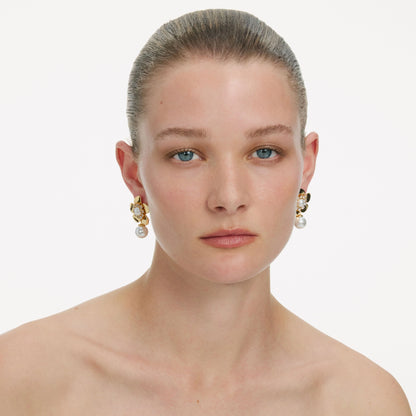 Gold Flower Pearl Earrings