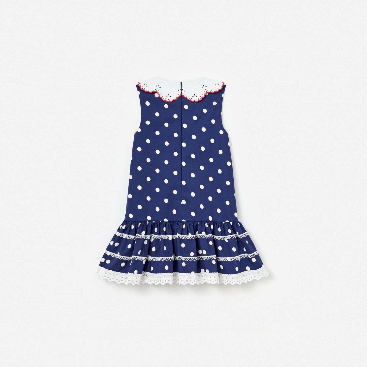 Navy Polka Dot Cotton Sleeveless Dress