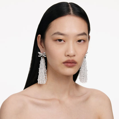 Bow Beaded Waterfall Earrings