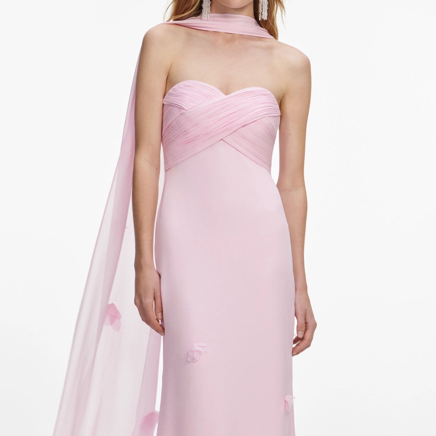 Pink Georgette Scarf Maxi Dress