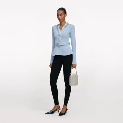 Blue Crystal Trim Cardigan