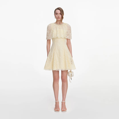 Yellow Lace Cape Mini Dress