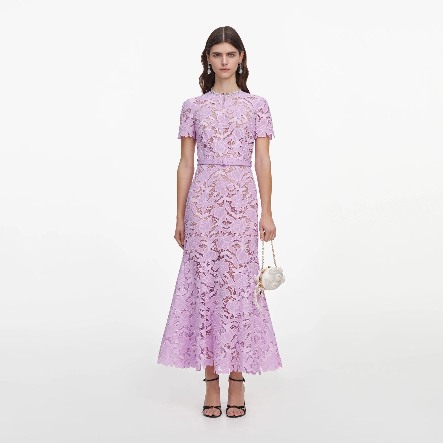 Lilac Lace Midi Dress